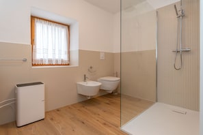 Dusche, Haartrockner, Bidet, Handtücher