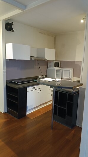 Private kitchen - Superb studio in Lyon 3 with sofa bed 160x200 cm bedroom and balcony (Lyon)