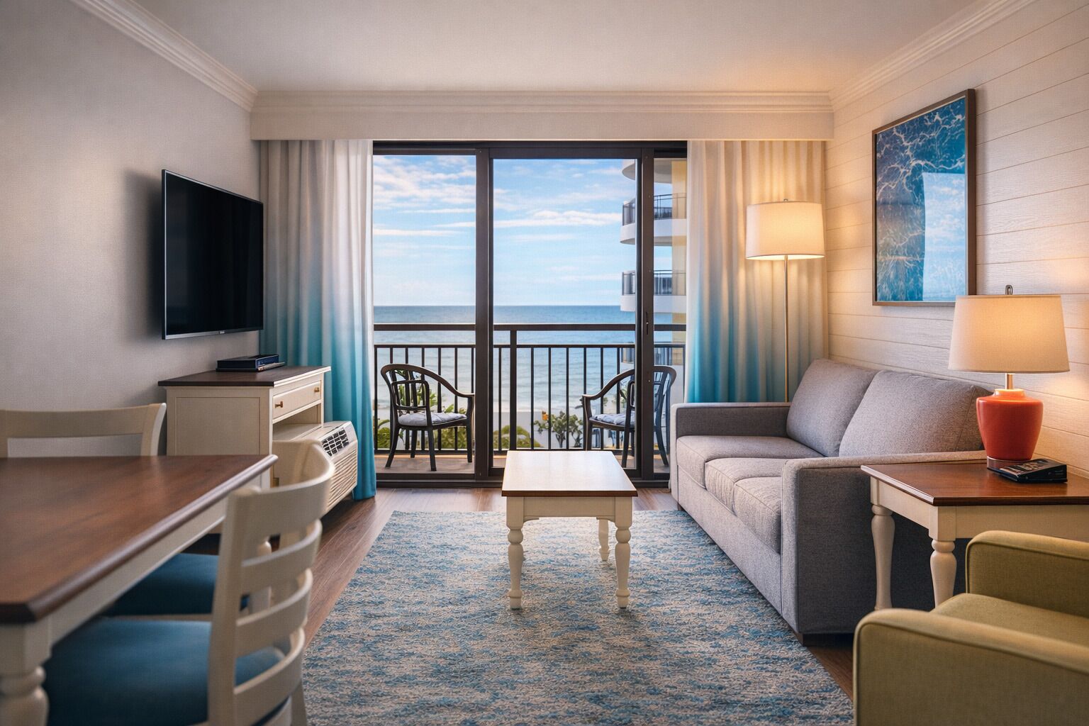 Fernseher, DVD-Player, Tischfußball, Tischtennisplatte