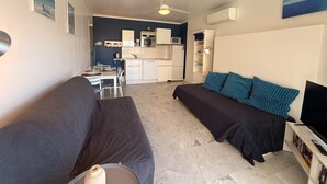 Apartment | Living area - Peaceful La Pinede Apartment for Couple (Antibes)