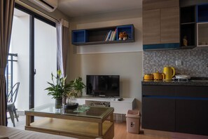 公寓, 陽台, 城市景觀 | 私人廚房 | 電冰箱、洗碗機、鍋具/餐盤/廚房用品