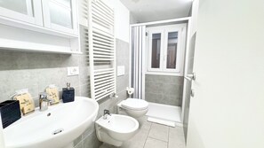 Dusche, Haartrockner, Bidet, Handtücher