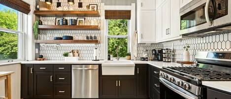 Microwave, oven, stovetop, dishwasher