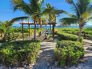On the beach, sun-loungers, beach towels - Northwest Nirvana-Gorgeous & serene. New renovation & listing.  Special pricing! (Providenciales)