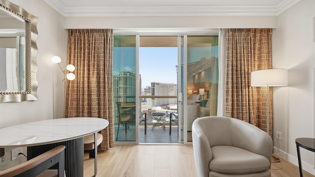 Deluxe Studio Suite, Balcony, City View | Living area | 42-inch LED TV with digital channels - MGM Signature - Strip view suite (Las Vegas)