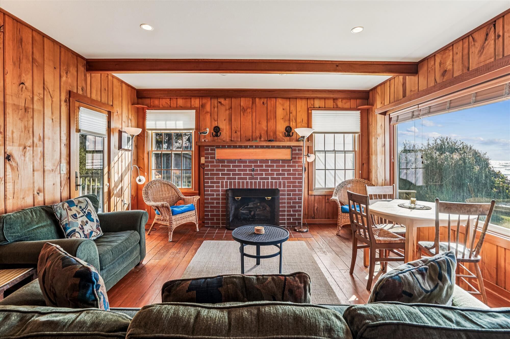 Televisión, chimenea, libros