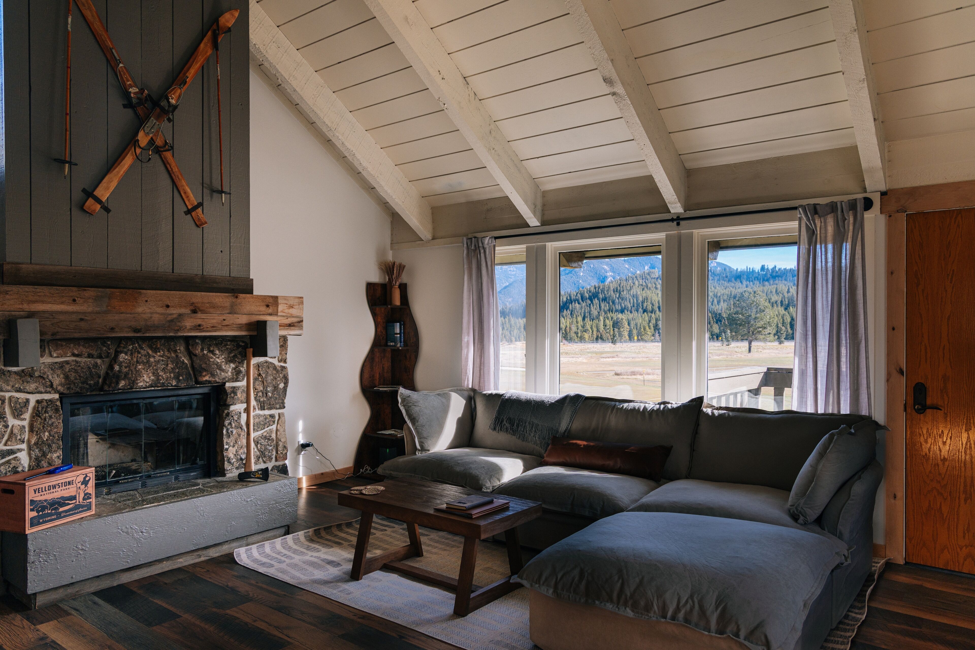 Televisión y chimenea 