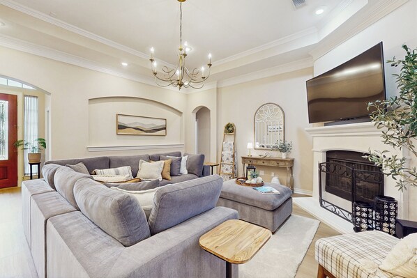 TV, fireplace, DVD player