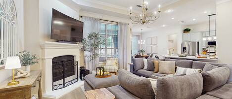 TV, fireplace, DVD player