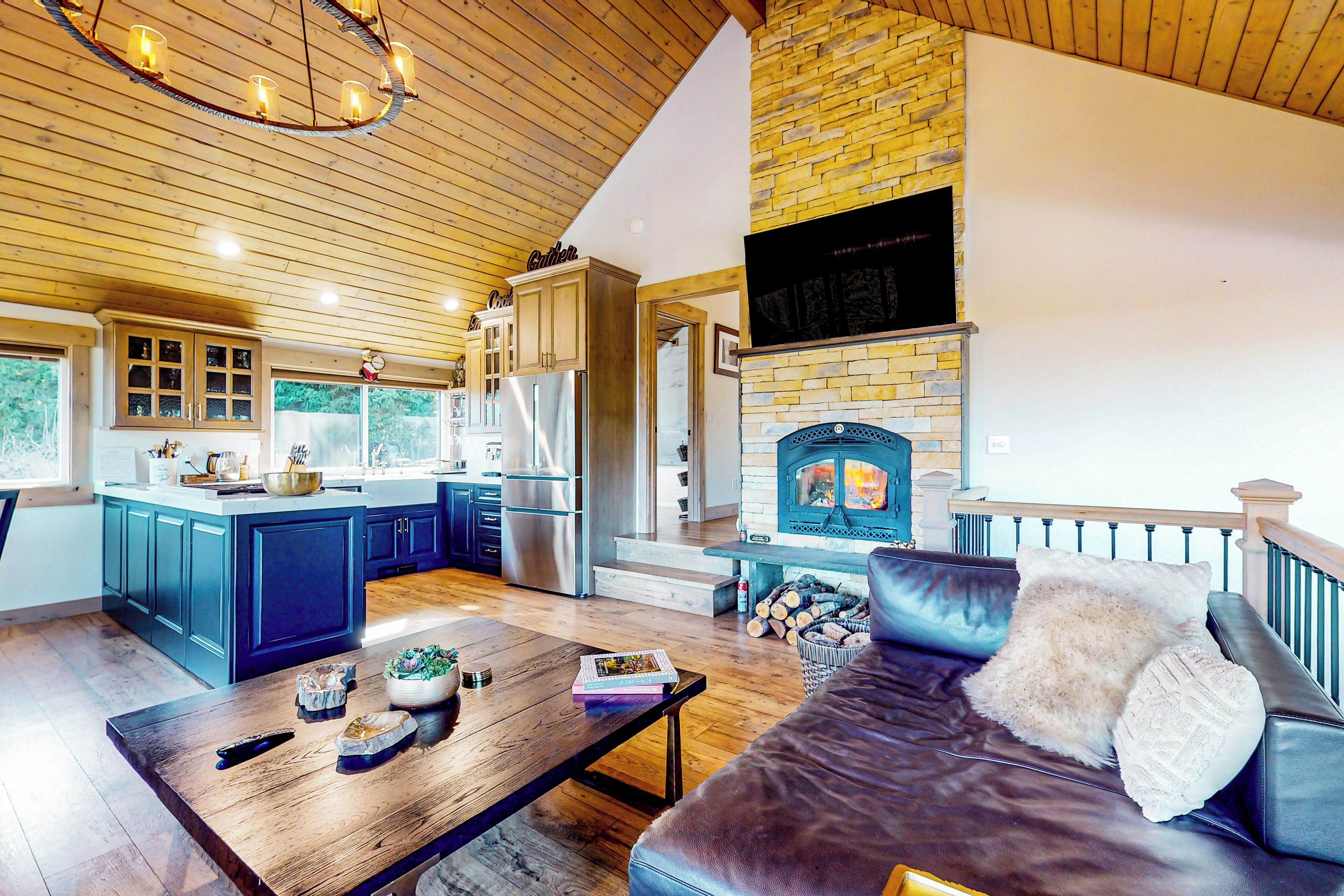 TV, fireplace, table tennis, books