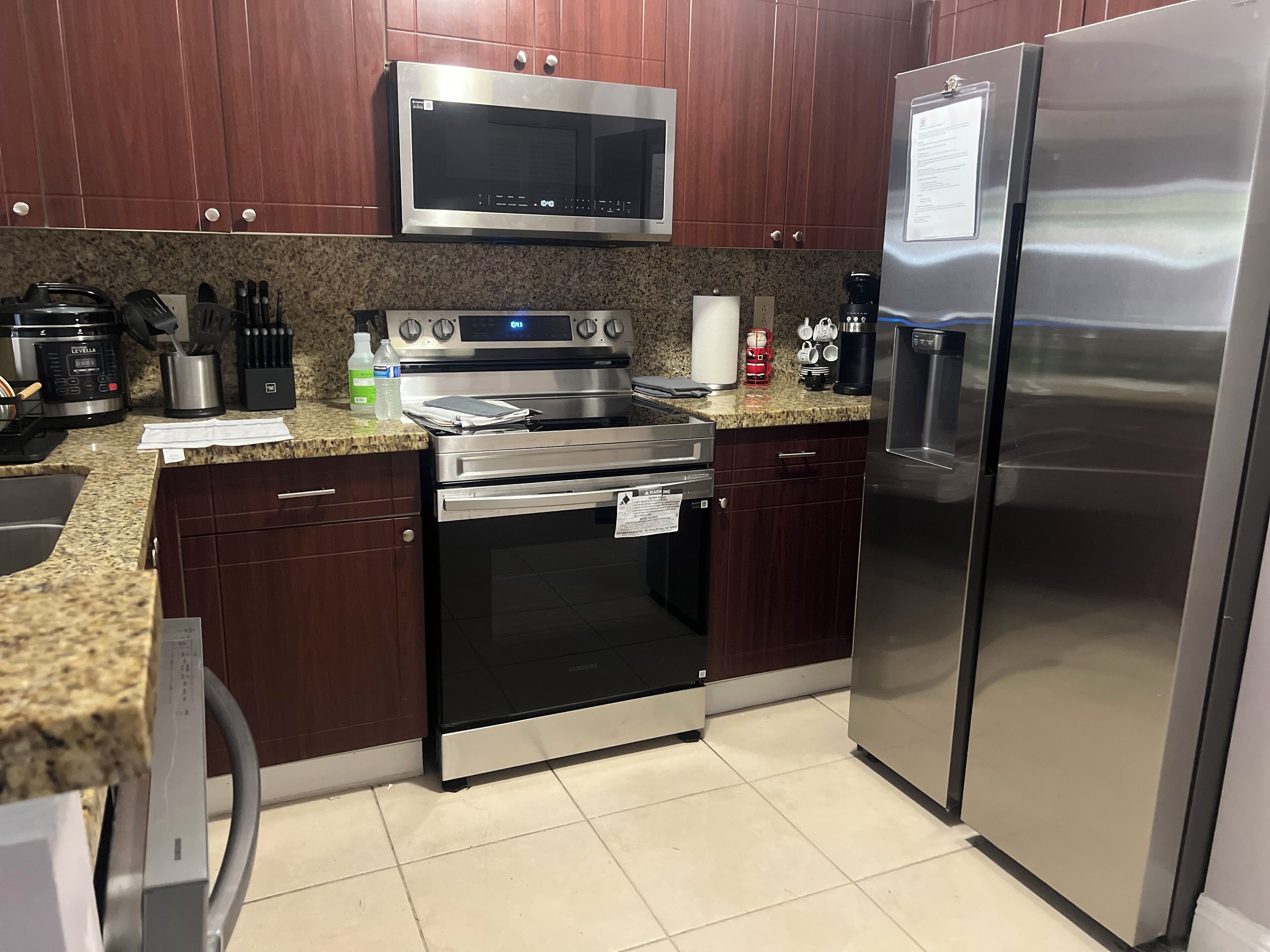 Fridge, microwave, oven, dishwasher