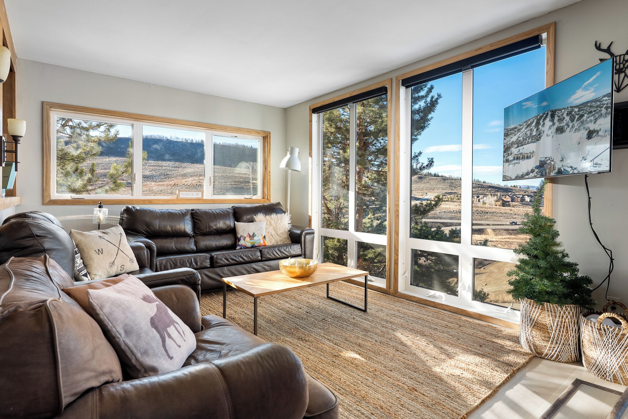 Una televisión, una chimenea