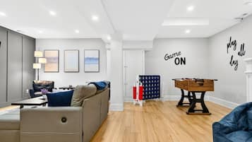 Smart TV, foosball, table tennis