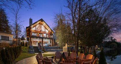 Luxury 5-BR Waterfront Log Home w/ Sauna, Hot Tub, Fireplace & Game Room