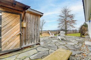 Terrace/patio - Hike, Bike, & Explore: Vermont Family Farmhouse! (New Haven)