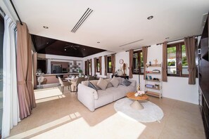 Villa, 4 Bedrooms, Smoking, Private Pool | Living room - Spacious Private 4 BR Villa With a Working Office (Chalong)