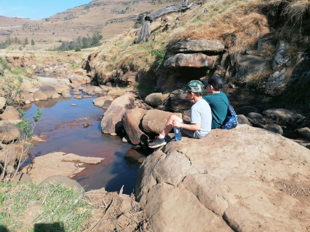 Un paysage naturel caractérisé par un ruisseau rocheux et de gros blocs de pierre.