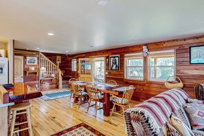 Dining - 3BR Rustic Cabin w/ 2 Decks & Hot Tub (Garden Valley)