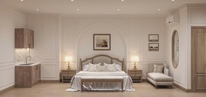 خزنة داخل الغرفة ومكتب ومساحة عمل للكمبيوتر المحمول وستائر تعتيم