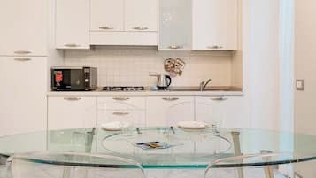 Fridge, microwave, dishwasher