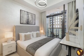 Luxury Apartment, Balcony, Pool View | In-room safe, iron/ironing board, cribs/infant beds, free WiFi - Aykon City Business Bay near Metro S (Dubai)