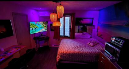 Petit loft avec immense jacuzzi et terrasse exotique