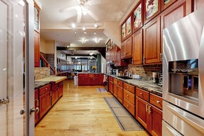Fridge, microwave, stovetop, coffee/tea maker - Games Galore! Riverfront Group Retreat in McDowell (McDowell)