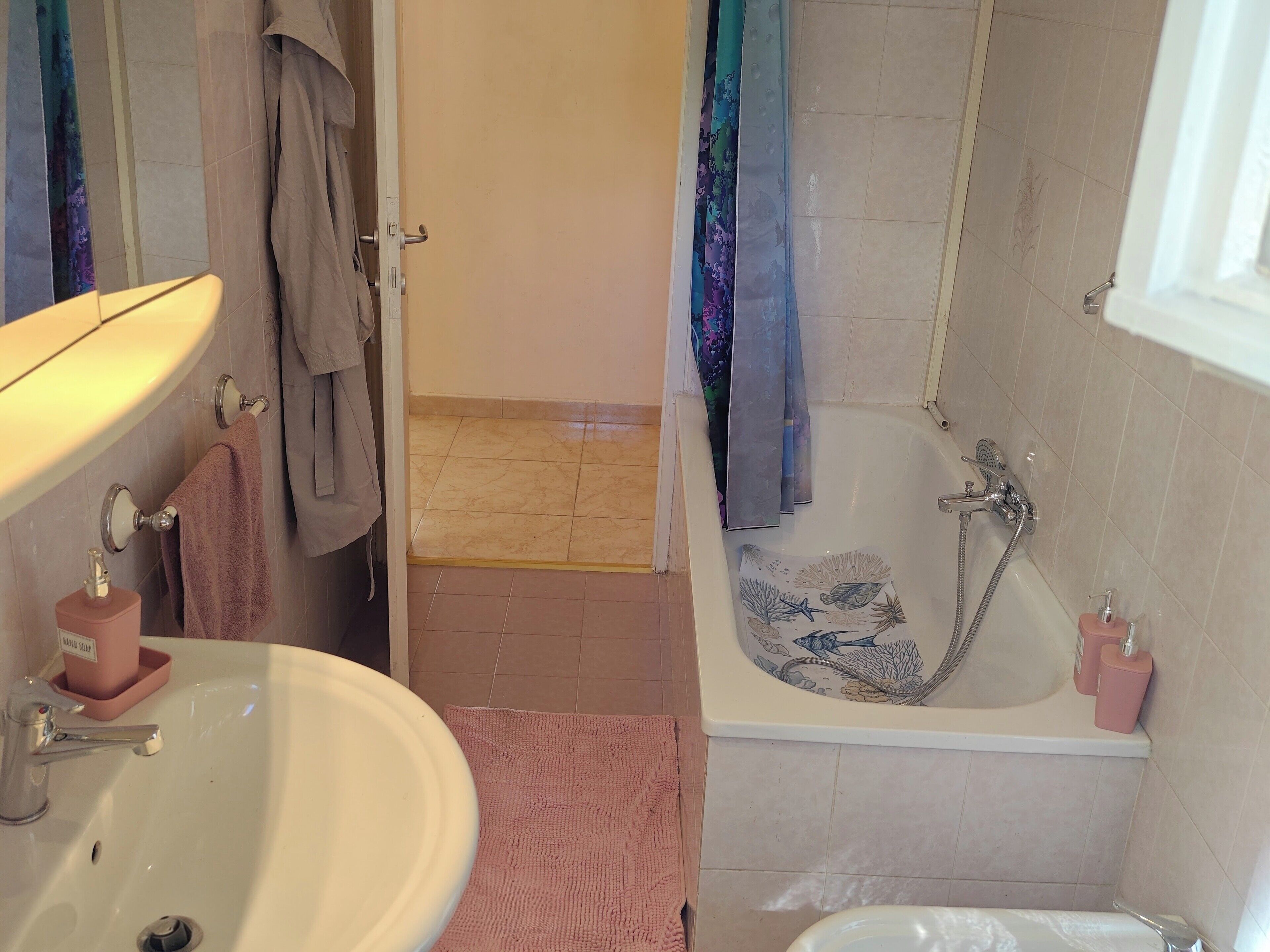 Haartrockner, Bidet, Handtücher, Seife