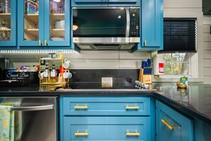 Microwave, stovetop, dishwasher