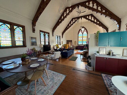 Unique Church Stay! Hot tub, River, Town