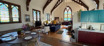 Unique Church Stay! Hot tub, River, Town