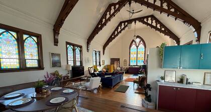 Unique Church Stay! Hot tub, River, Town