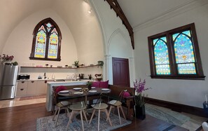 Dining - Unique Church Stay! Hot tub, River, Town (Savanna)