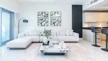 Luxe appartement, uitzicht op zee | Woonkamer