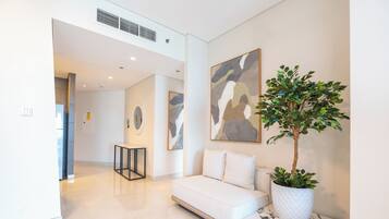 Luxe appartement, uitzicht op zee | Woonkamer