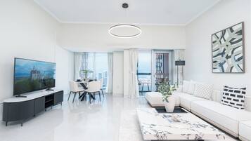 Luxe appartement, uitzicht op zee | Woonkamer