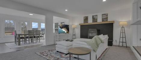 Televisie en een open haard