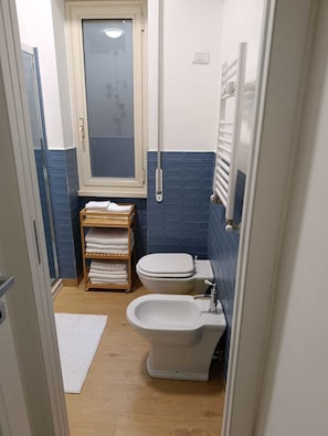 Sèche-cheveux, serviettes fournies, savon, papier toilette