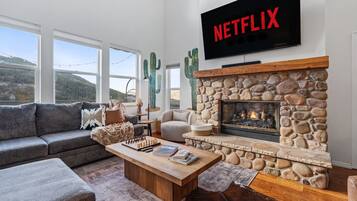 Smart TV, chimenea, videojuegos y libros