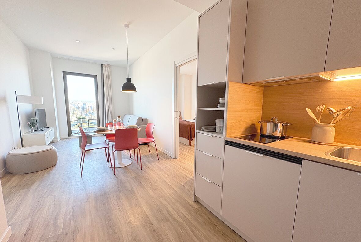 Deluxe appartement, balkon, uitzicht op stad | Een kluis op de kamer, een bureau, verduisterende gordijnen