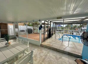 Outdoor pool, a heated pool - 3-bedroom house in soothing Hudson with waterfront and heated pool. (Hudson)