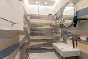 Luxury Quadruple Room, Mountain View | Bathroom | Shower, hair dryer, towels, soap