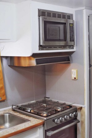 Estúdio standard, de frente para a praia | Cozinha privada | Frigobar, micro-ondas, fogão, cooktop