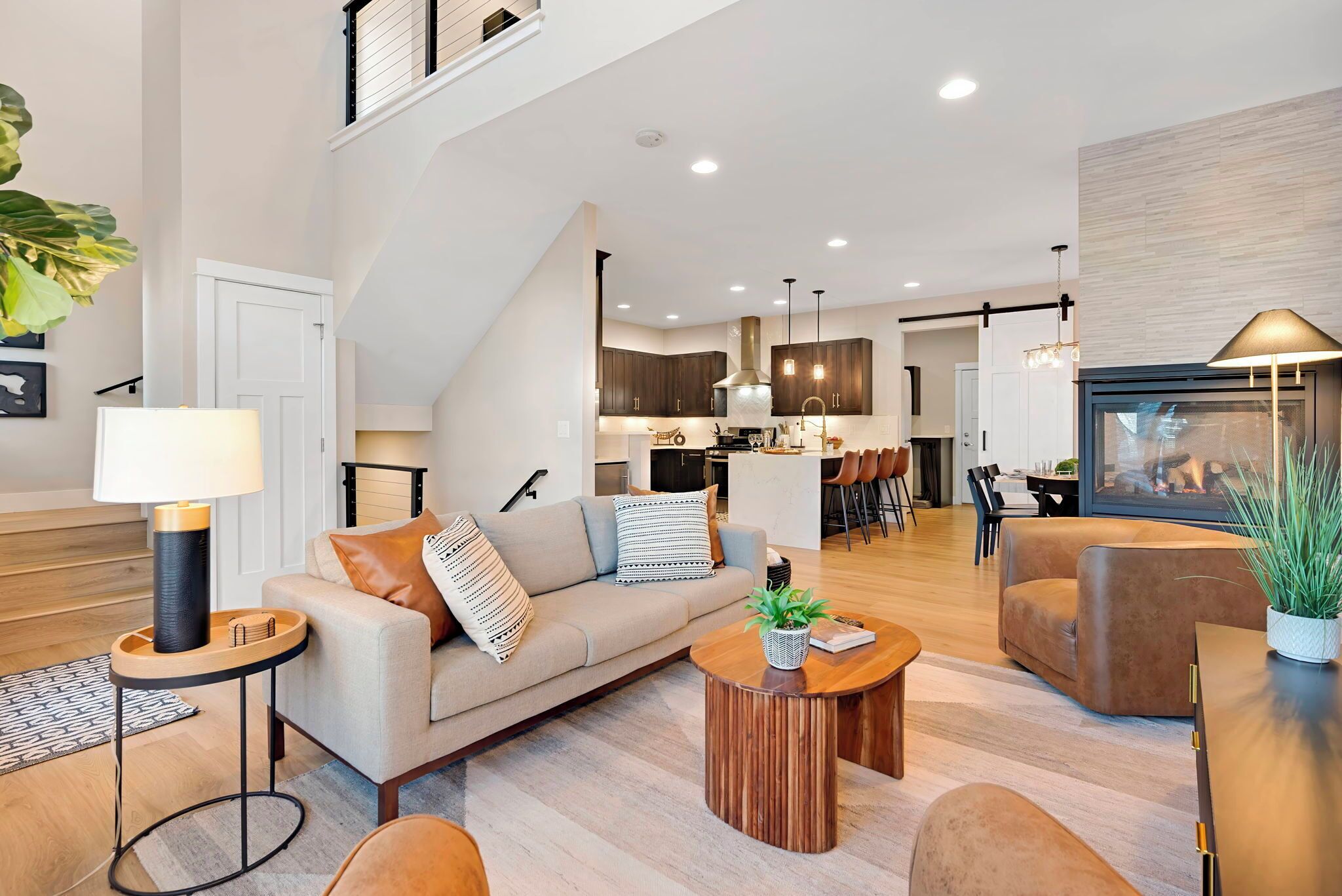 Smart TV, fireplace, computer monitors