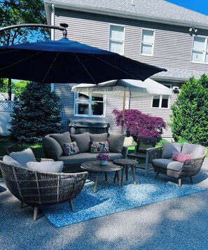 Terrace/patio - Luxury World Cup Escape–Beautiful home w/Pool & Hot Tub - 9 miles from Gillette! (Mansfield)