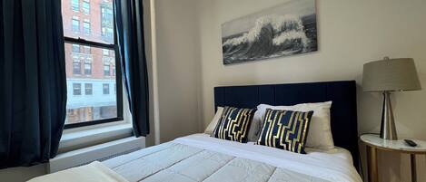 2 bedrooms, iron/ironing board, travel crib, free WiFi