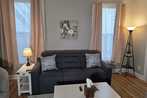 The sofa makes out into a comfortable bed with a full thickness queen mattress.