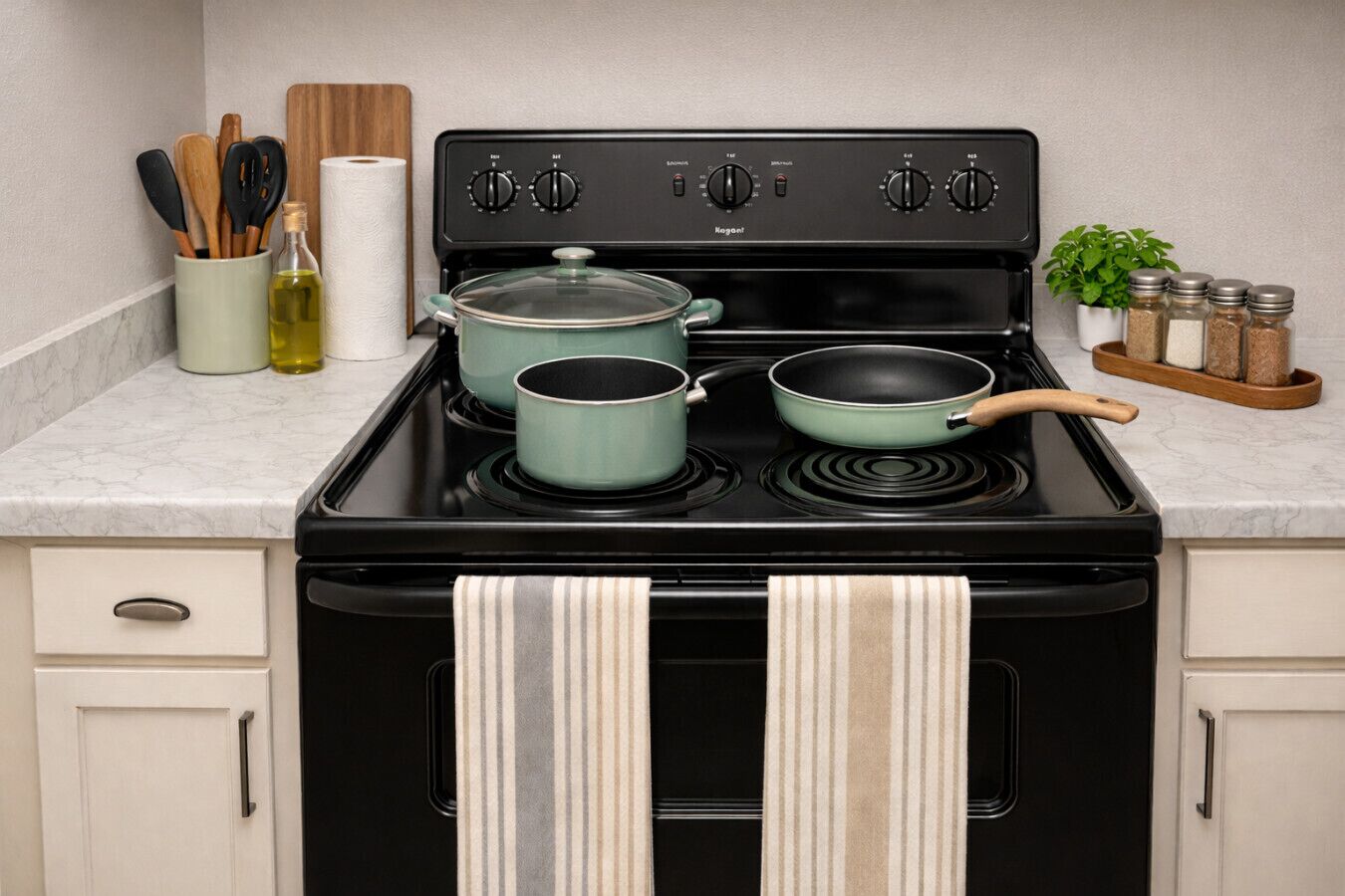 Fridge, oven, stovetop, dishwasher