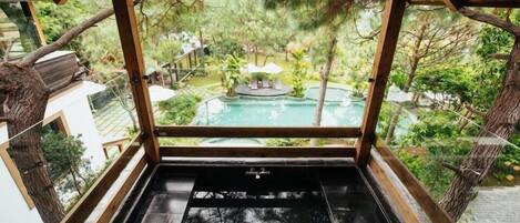 豪華雙人房, 庭園景 | 浴室 | 免費梳洗用品、風筒、拖鞋、提供毛巾