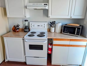 Fridge, microwave, oven, stovetop - The Maple Executive Suite | 2-Bedroom Serviced Apartment (Alert Bay)